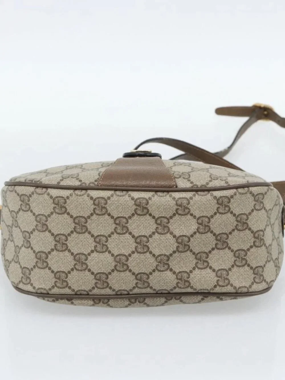 GUCCI GG Supreme Web Sherry Line Bag PVC Beige Gold 89 02 032 Auth 187818